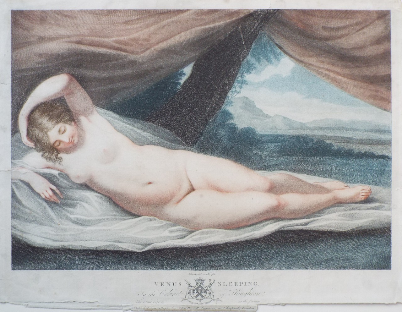 Stipple - Venus Sleeping. In the Cabinet at Houghton. The same size as the Picture. - Bartolozzi