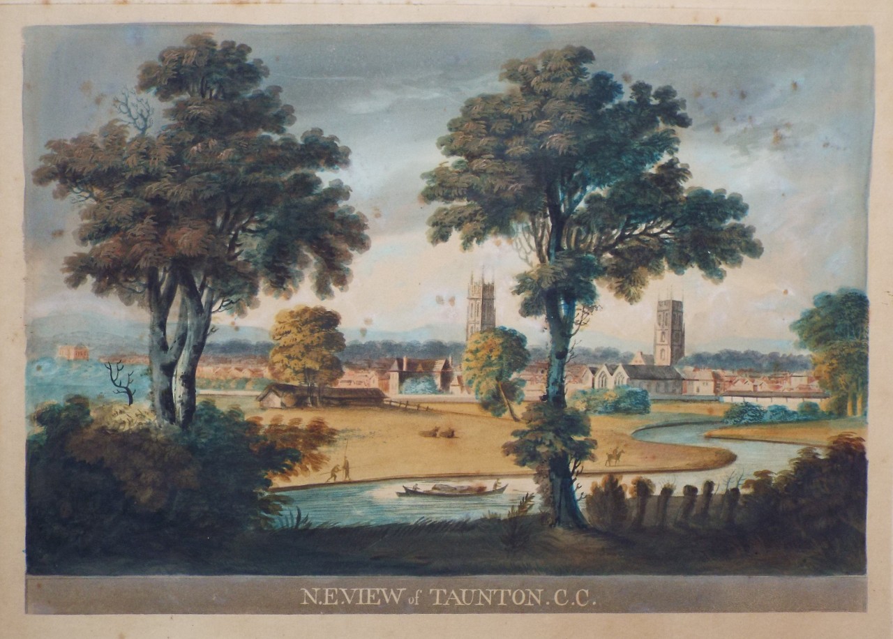 Aquatint - N. E. View of Taunton. C.C.