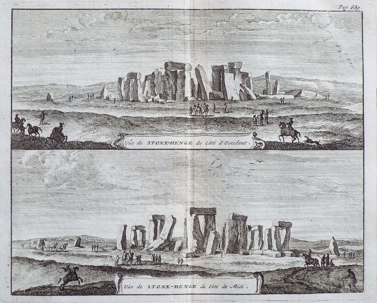 Print - Vue de Stone-henge du cote de l'Occident. Vue de Stone-henge du cote du Midi.