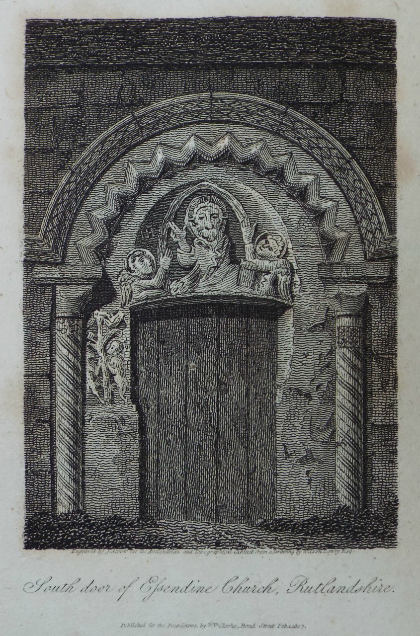 Print - South door of Essendine Church, Rutlandshire. - Storer