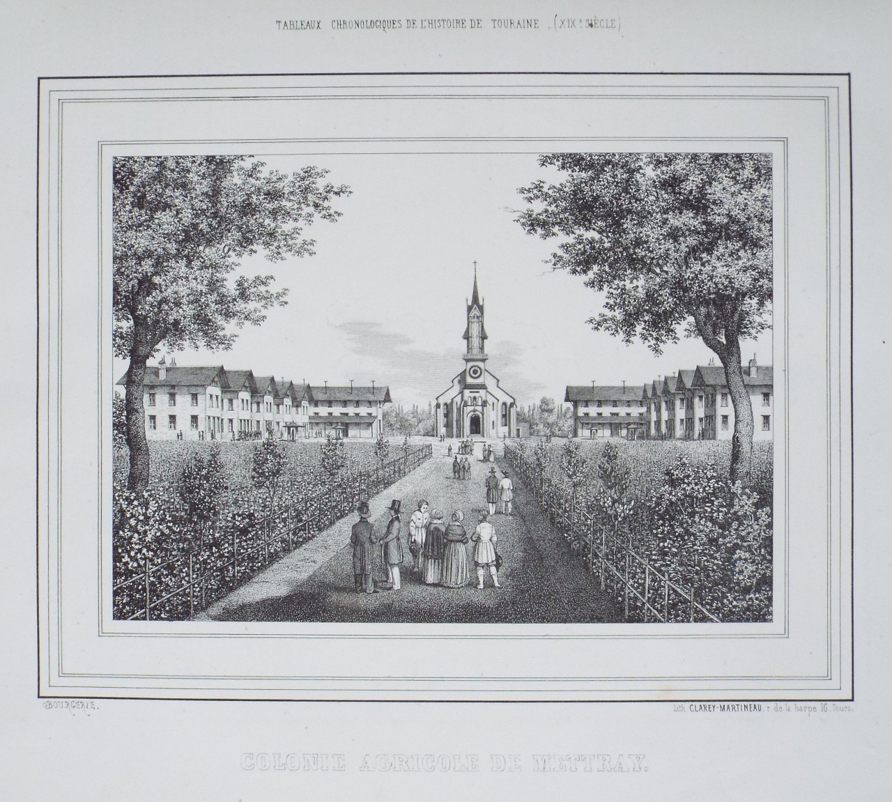 Lithograph - Colonie Agricole de Mettray.