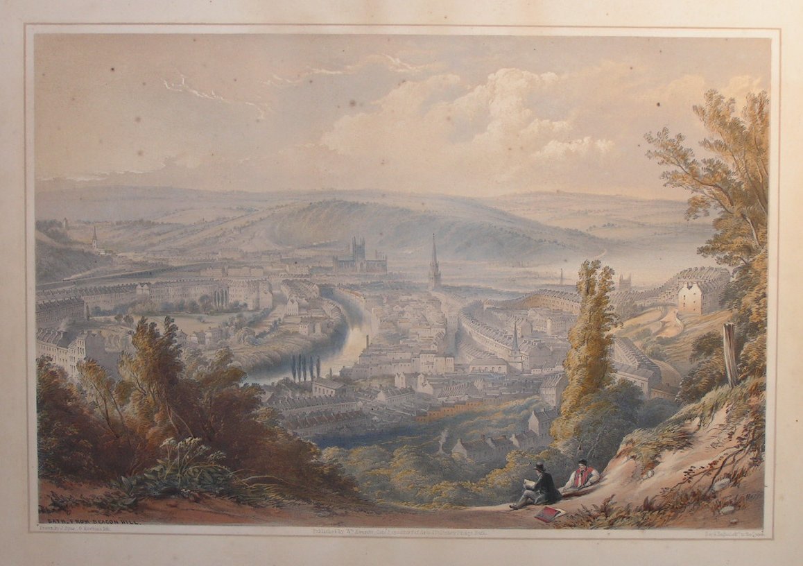 Lithograph - Bath From Beacon Hill - Hawkins