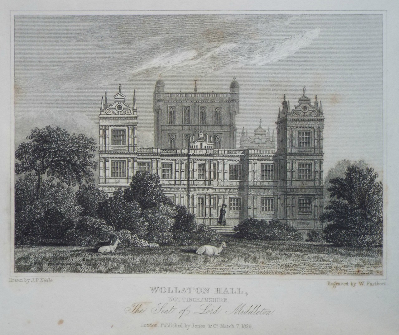 Print - Wollaton Hall, Nottinghamshire. The Seat of Lord Middleton. - Farthorn