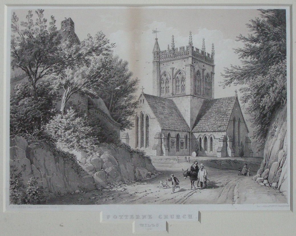 Lithograph - Potterne Church, Wilts - 