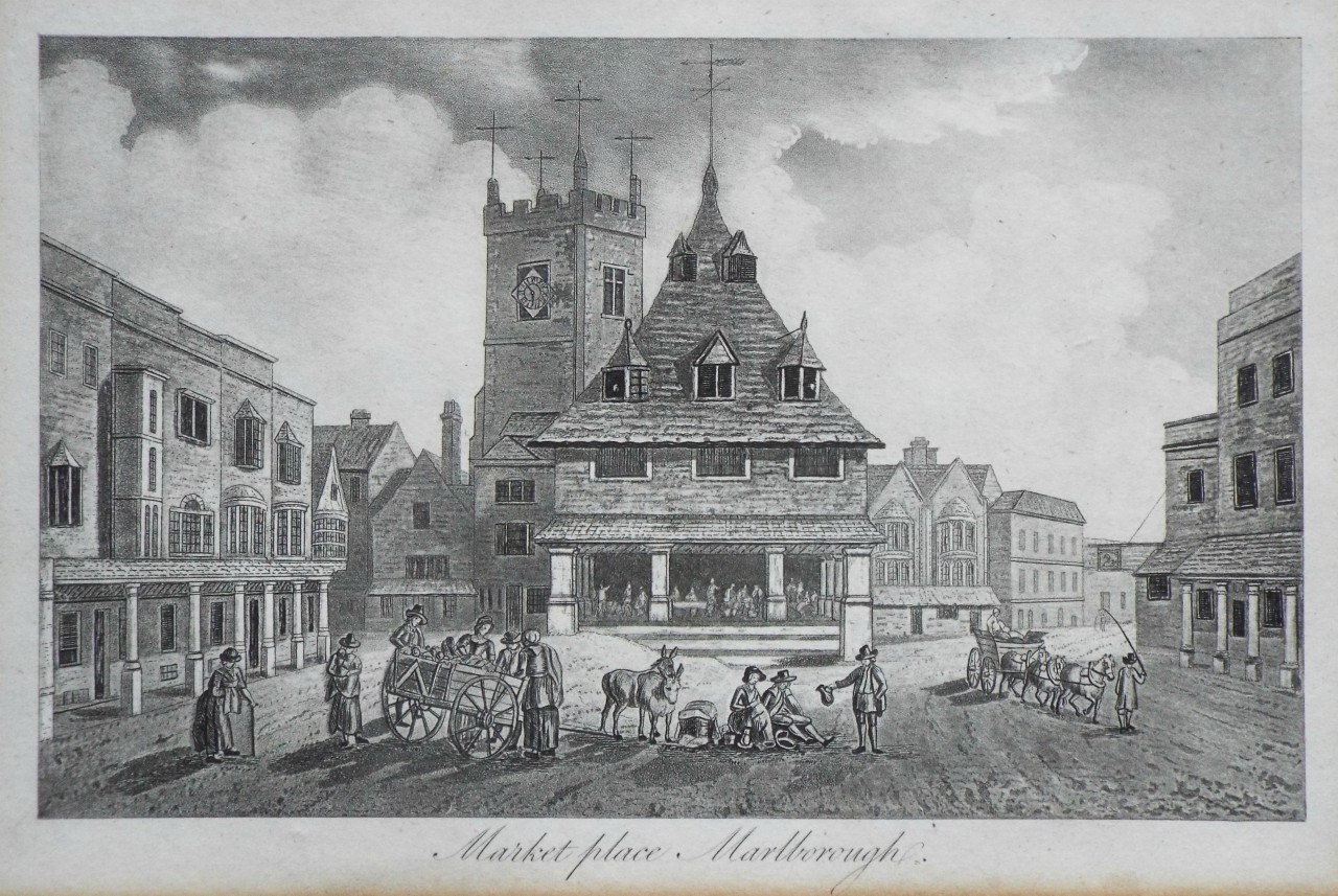 Aquatint - Market place, Marlborough. - Robertson