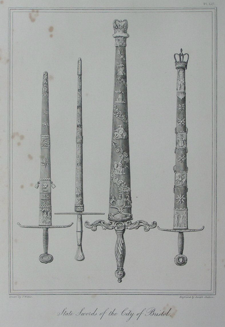 Etching - State Swords of the City of Bristol. - Skelton