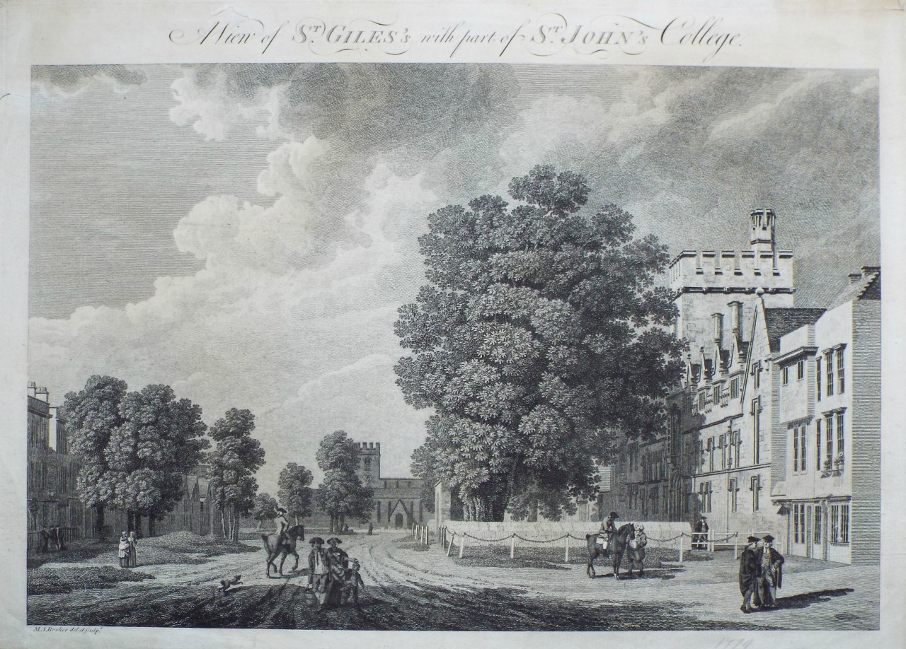 Print - A View of St Giles's with part of St John's College. - Rooker