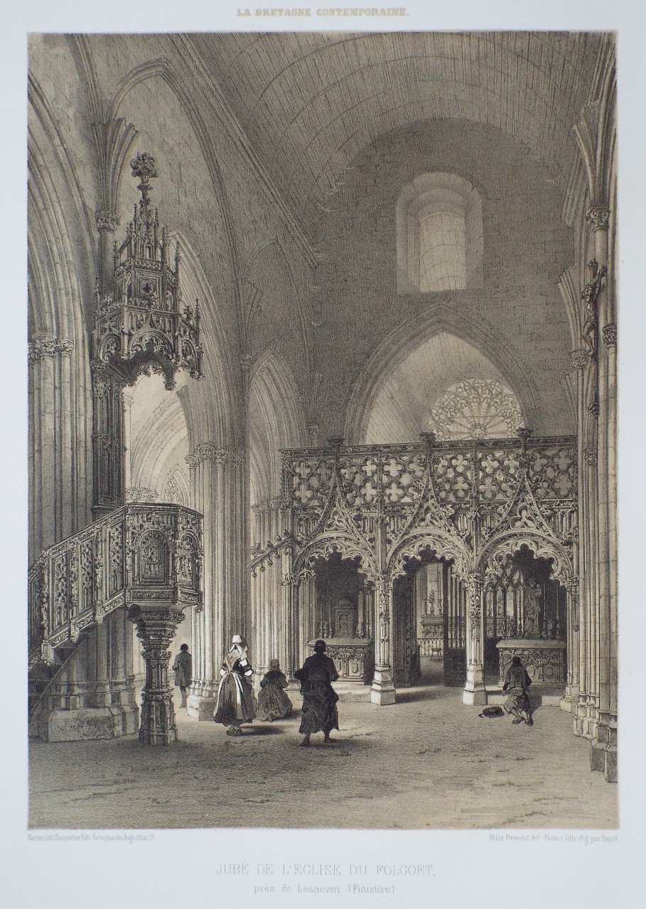 Lithograph - Jube de l'Eglise du Folgoet, pres de Lesneven. (Finistere) - 