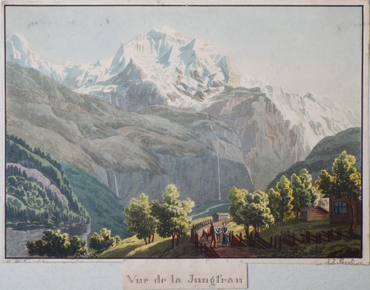 Aquatint - Vue de la Jungfrau - Sperli
