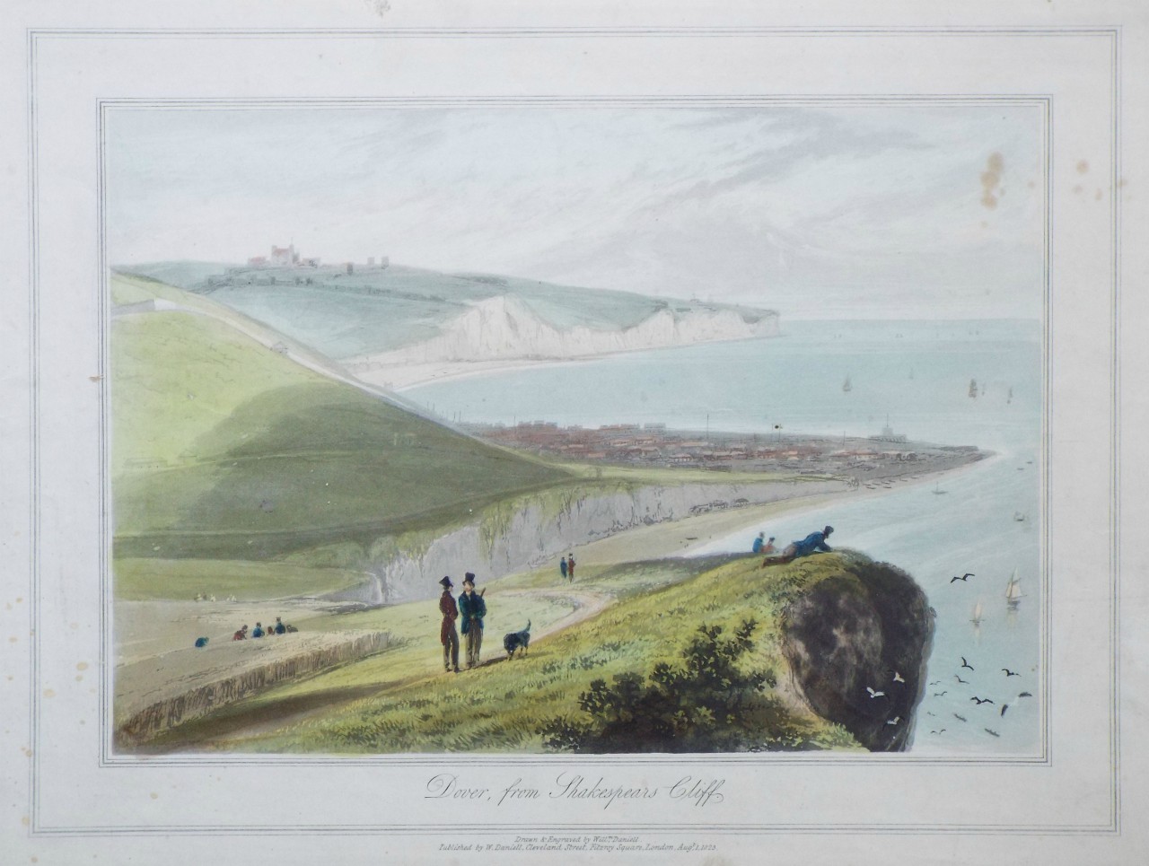 Aquatint - Dover, from Shakespears Cliff. - Daniell