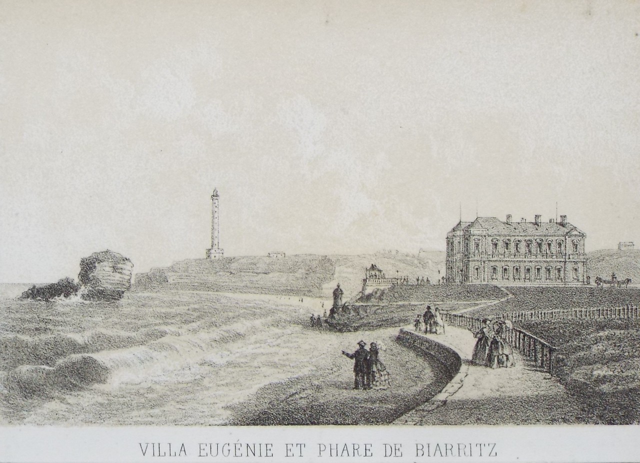 Lithograph - Villa Eugenie et Phare de Biarritz