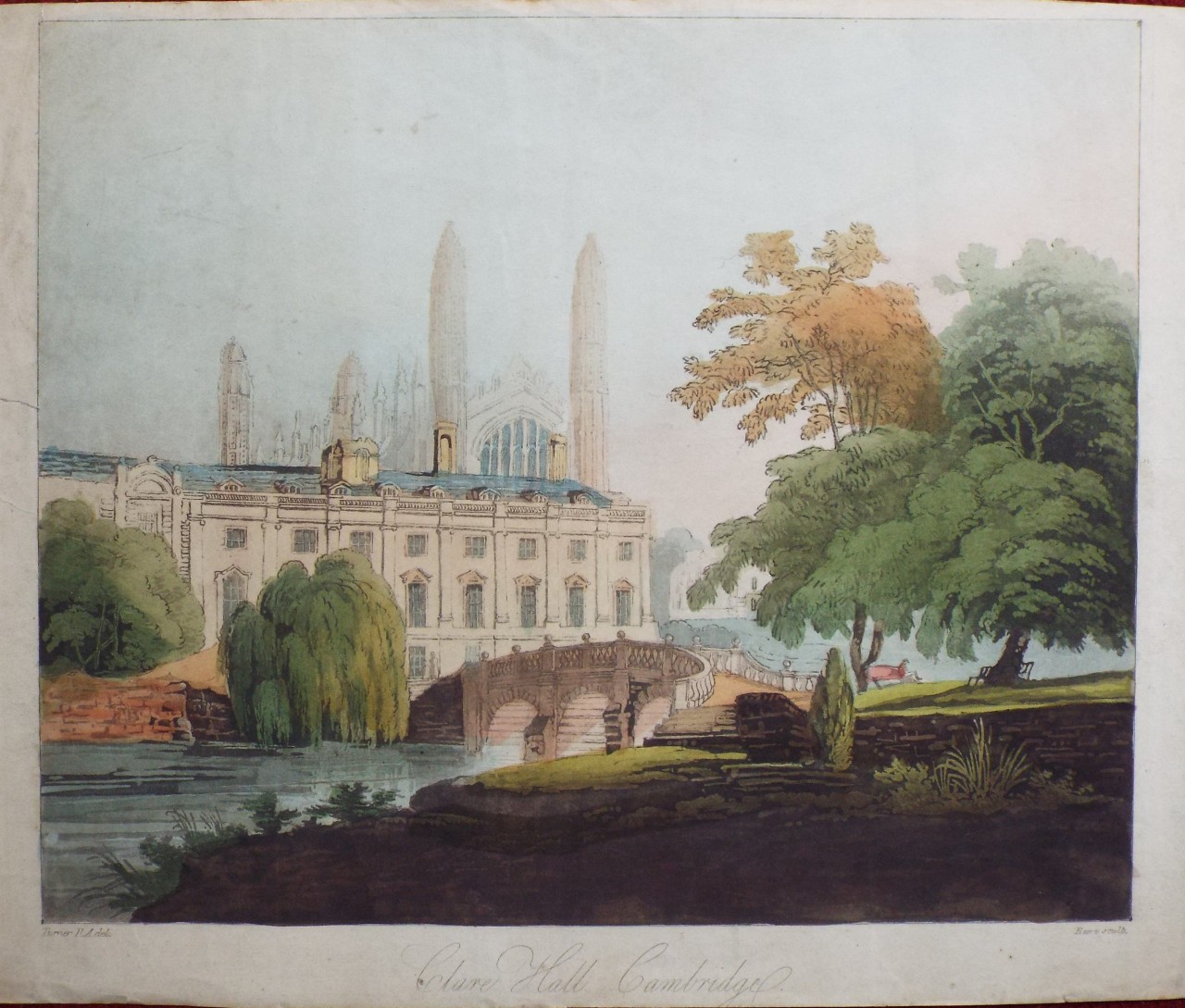 Aquatint - Clare Hall Cambridge - 