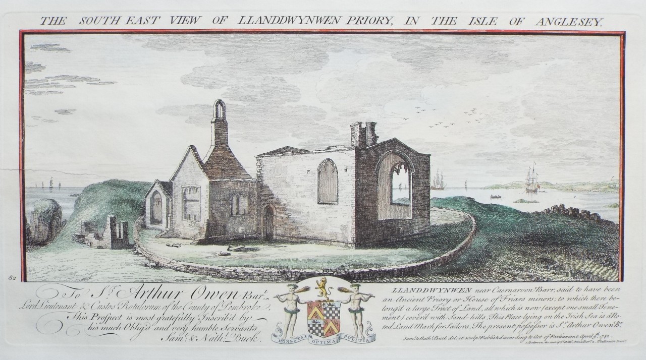 Print - The South East View of Llanddwynwen Priory, in the Isle of Anglesey. - Buck