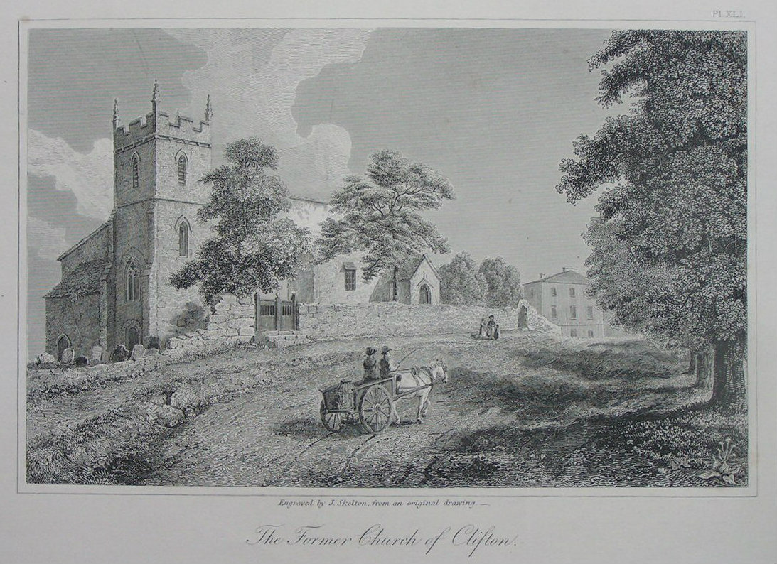 Etching - The Former Church of Clifton. - Skelton