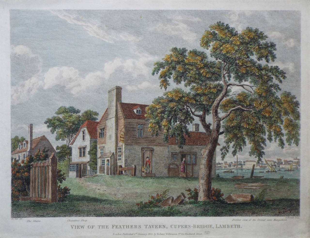 Print - View of the Feathers Tavern, Cupers-Bridge, Lambeth. - Howlett