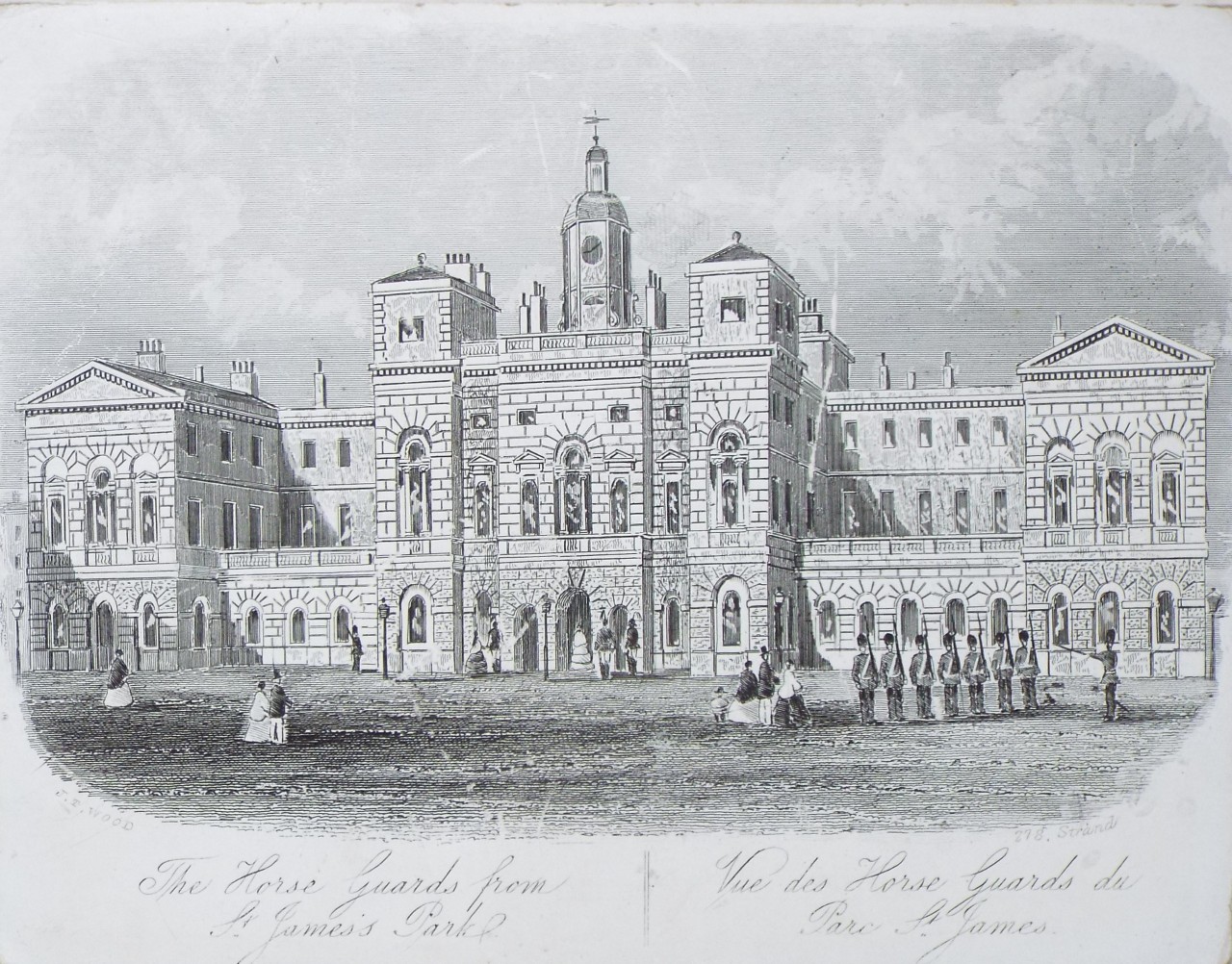 Steel Vignette - The Horse Guards from St. James's Park. | Vue des Horse Guards du Parc du St. James.