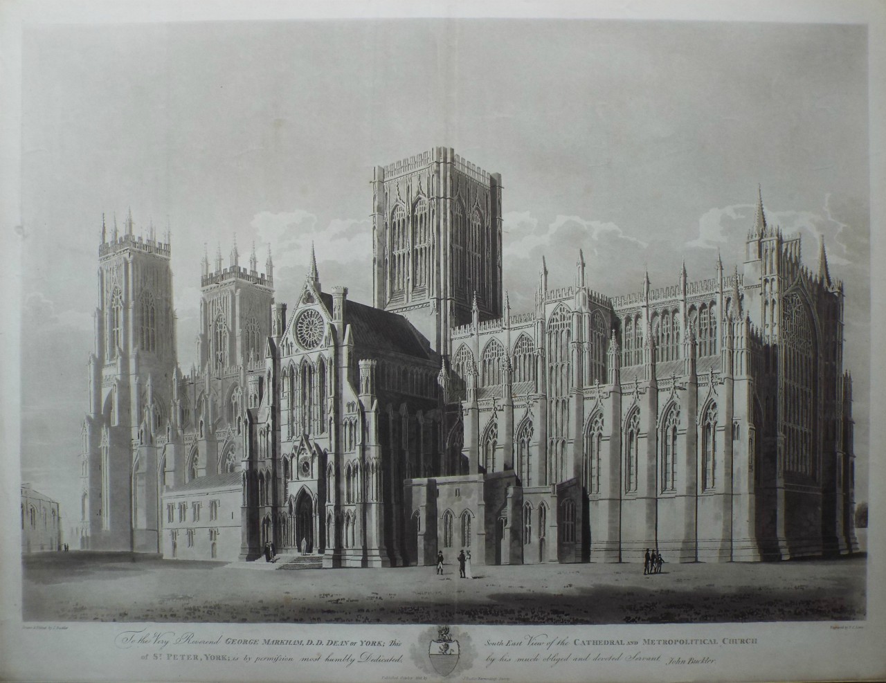 Aquatint - South East View of the Cathedral and Metropolitan Church of St. Peter, York. - Lewis