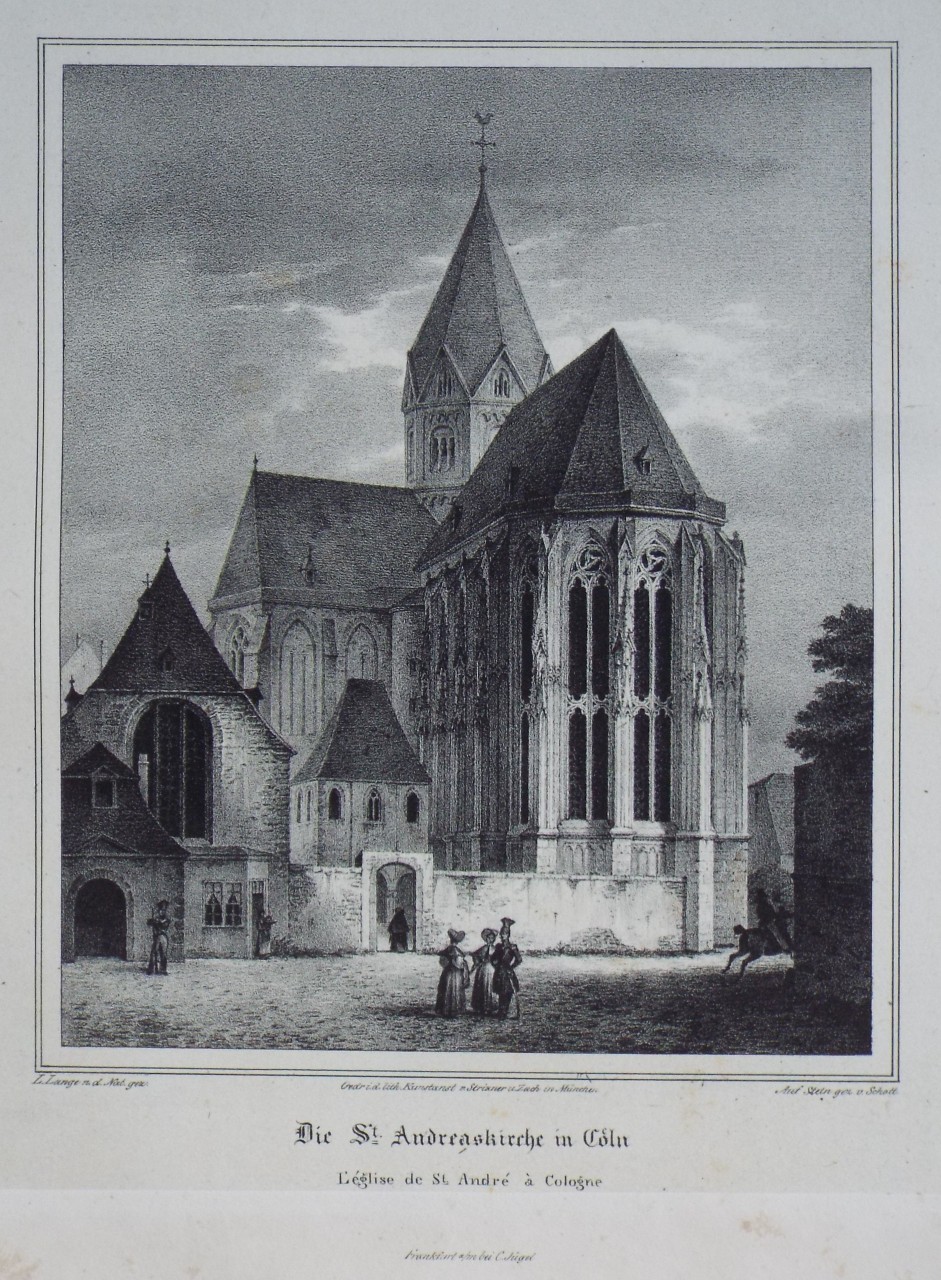 Lithograph - Die St. Andreaskirche in Coln.
L'eglise de St. Andre a Cologne. - 