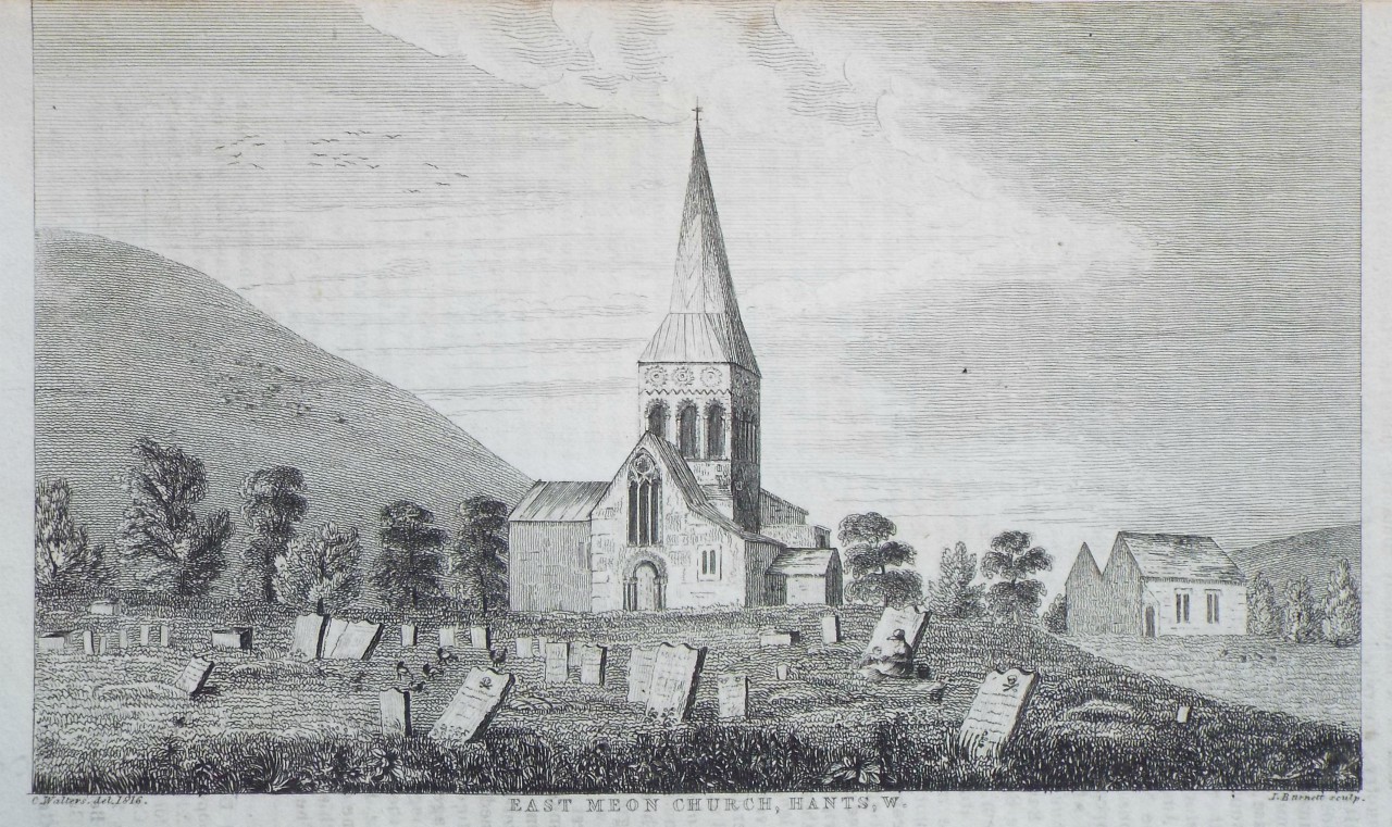 Print - East Meon Church, Hants, W. - Burnett