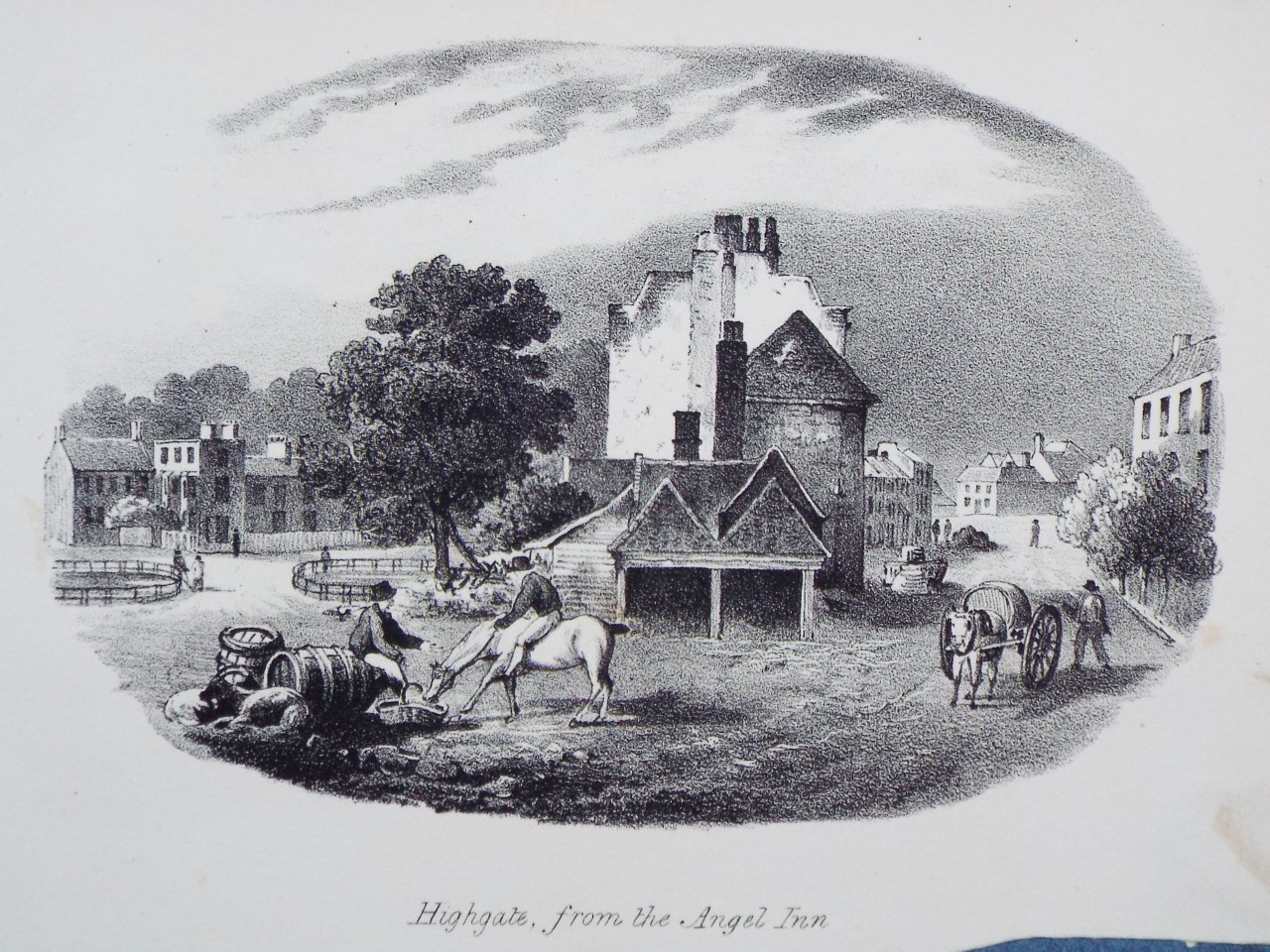 Lithograph - Highgate, from the Angel Inn