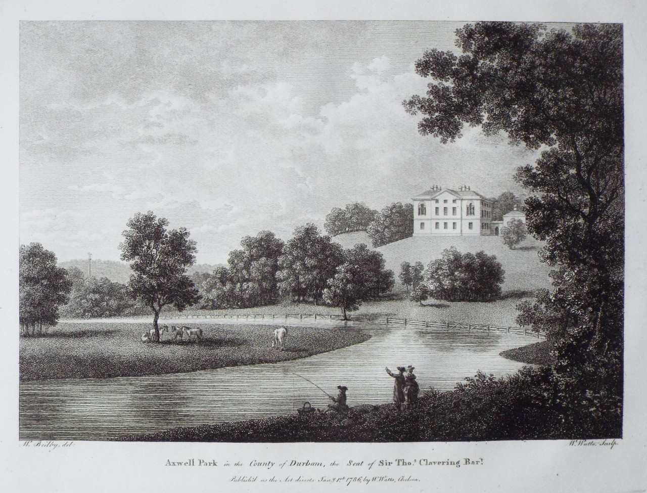 Print - Axwell Park in the County of Durham, the Seat of Sir Thos. Clavering Bart. - Watts