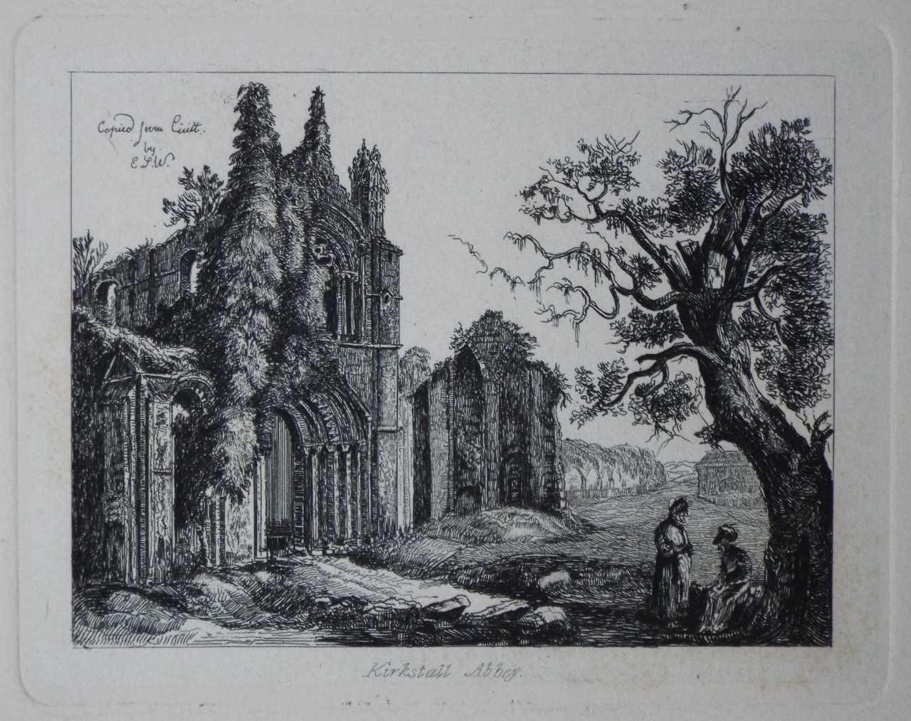 Etching - Kirkstall Abbey - Wilkinson