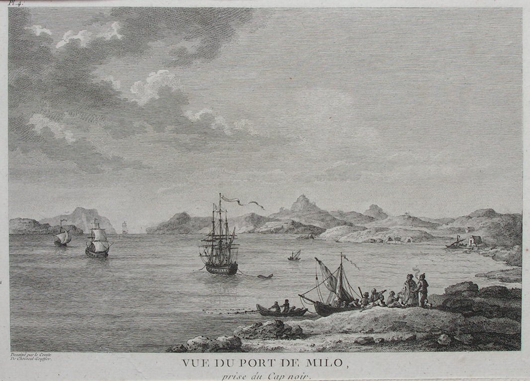 Print - Vue de Port de Milo, prise du Cap noir. - Tilliard