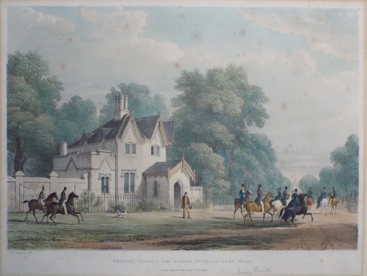 Lithograph - Keeper's Lodge - The Double Gates in the Long Walk.