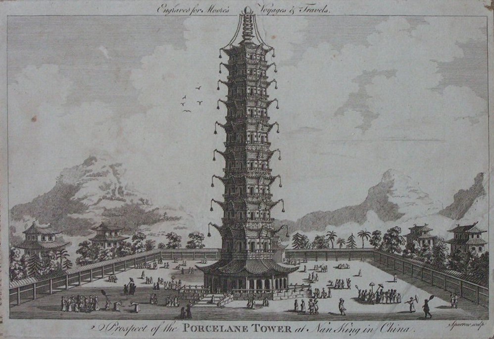 Print - Prospect of the Porcelane Tower at Nan King in China - 