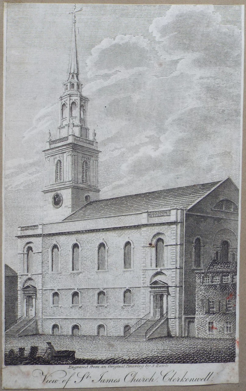 Print - View of St. James Church, Clerkenwell. - Rawle