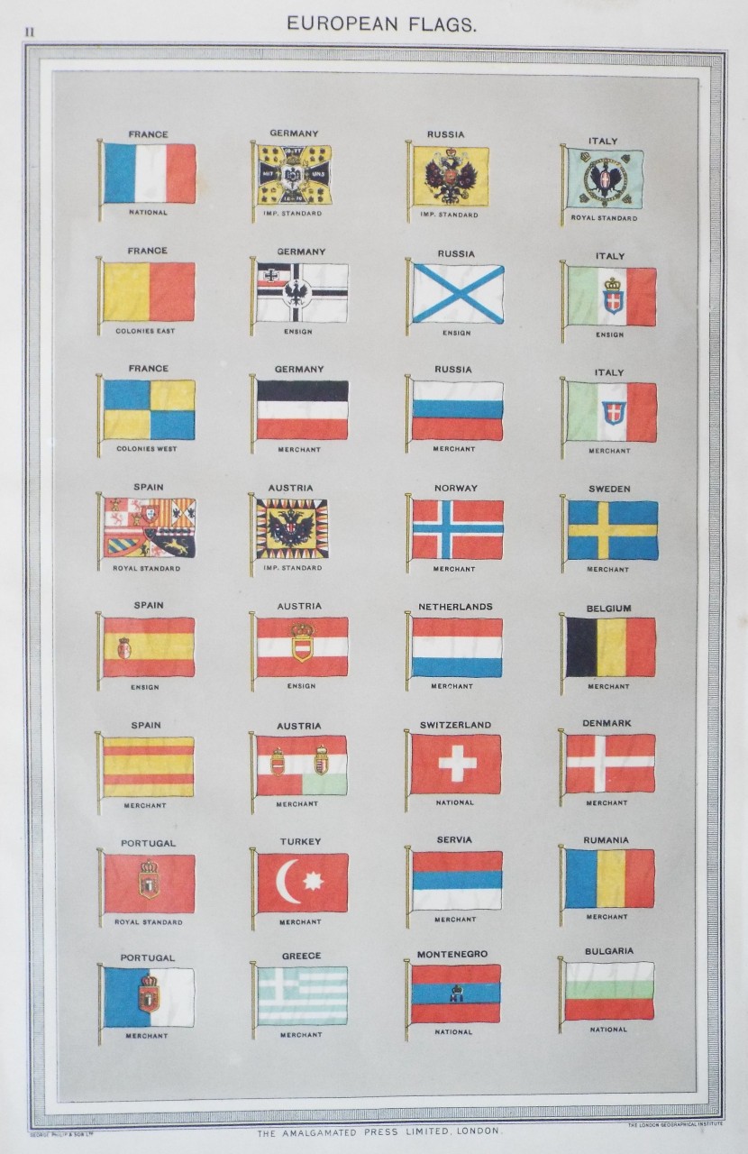 Chromo-lithograph - European Flags. - George