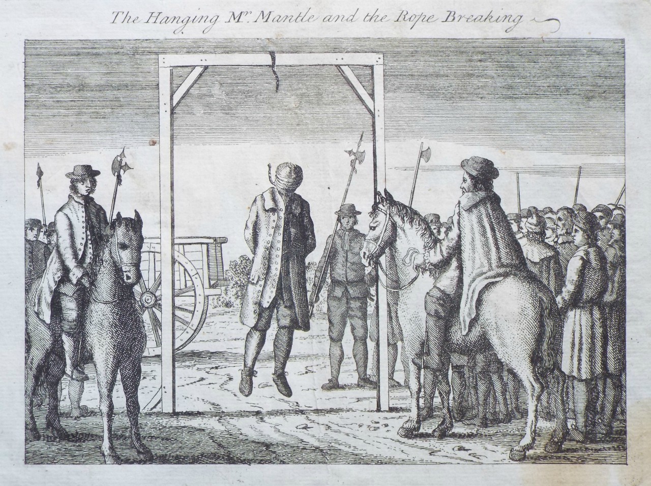 Etching - The Hanging of Mr Mantle and the Rope Breaking.
