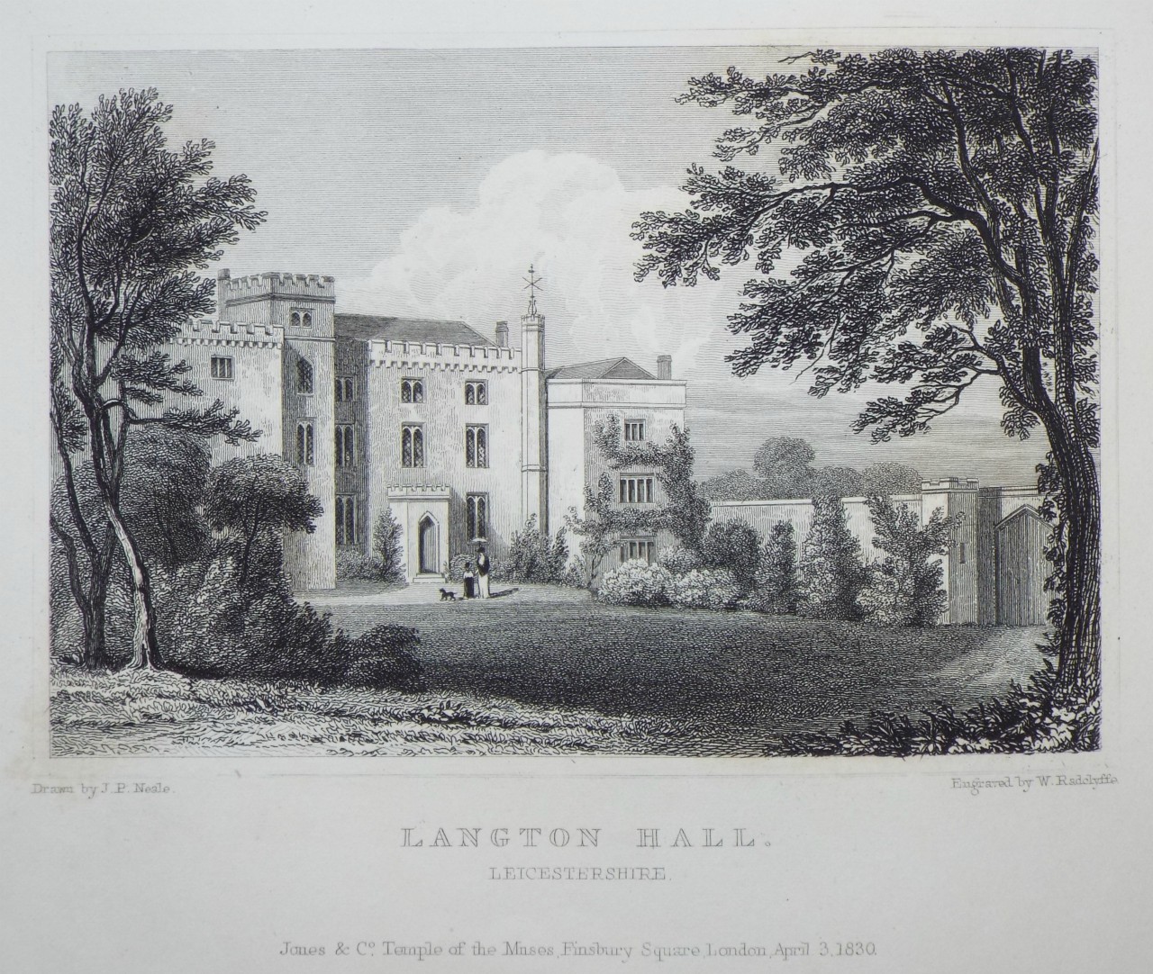 Print - Langton Hall, Leicestershire. - Radclyffe