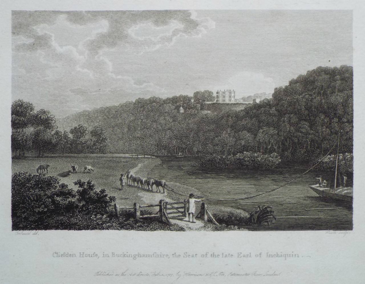 Print - Cliefden House, in Buckinghamshire, the Seat of the Late Lord Inchiquin. - 