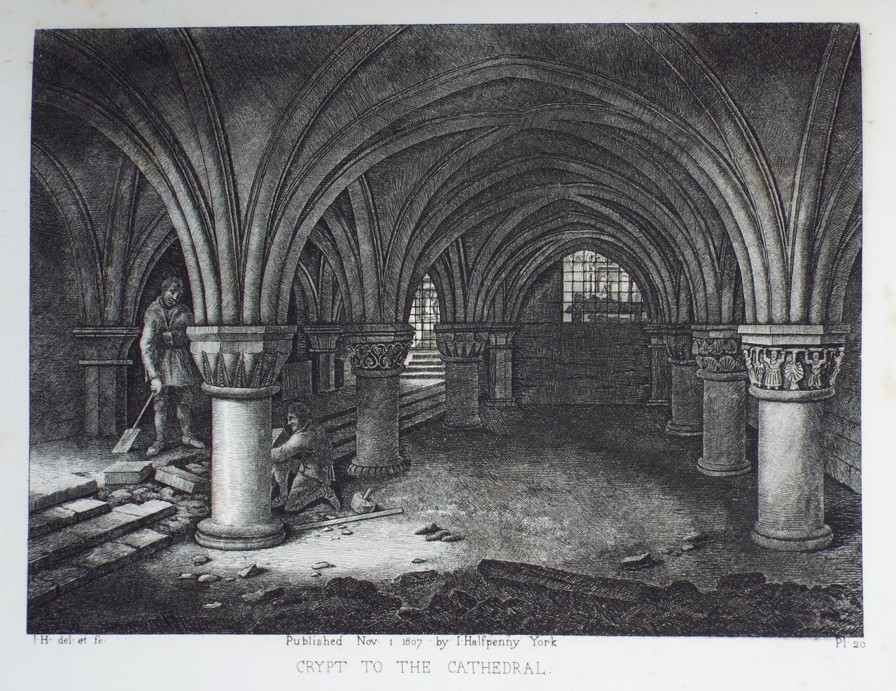 Etching - Crypt to the Cathedral. - Halfpenny