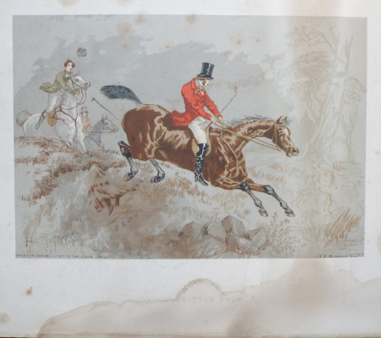 Chromo-lithograph - Herring's Sporting Sketches. Taking a Little Drop.