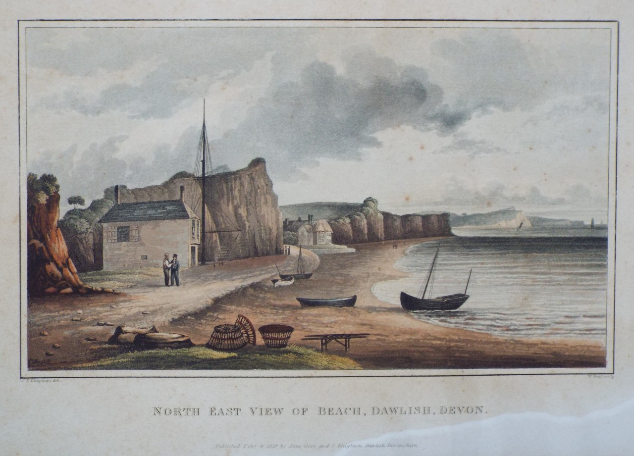 Aquatint - North East View of the Beach, Dawlish, Devon. - Read