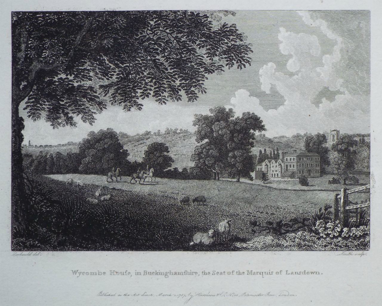 Print - Wycomb House, in Buckinghamshire, the Seat of the Marquis of Lansdown. - 