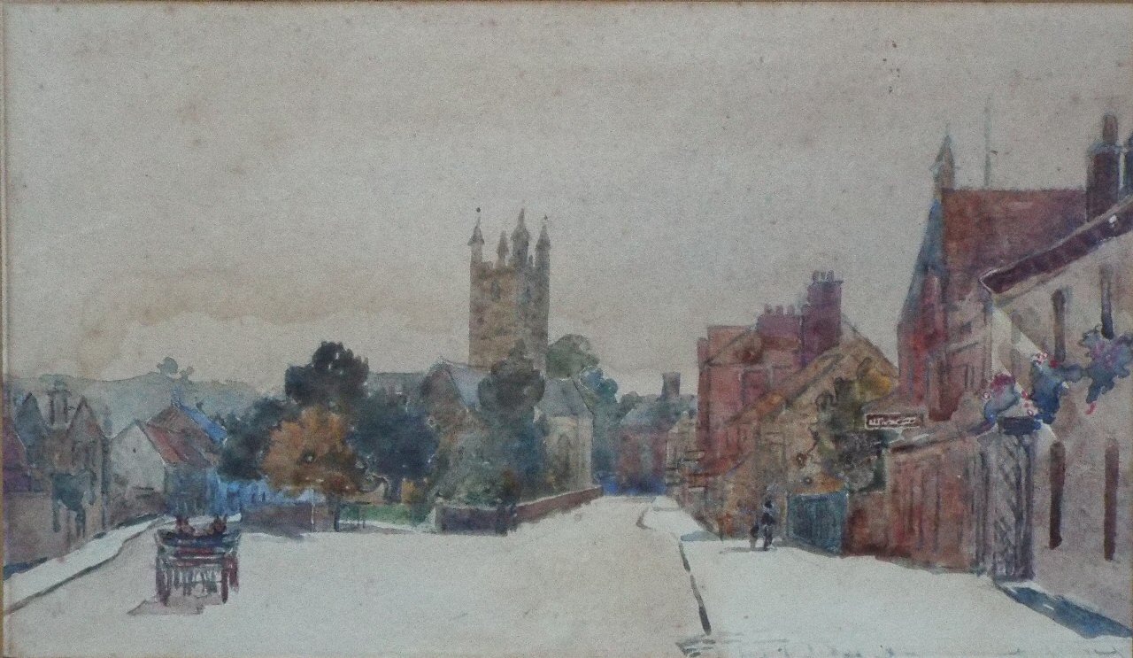 Watercolour - (Marlborough High Street and St. Peter's Church)