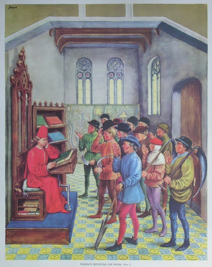 Lithograph - 40 Peasants Reportiing for Work, 15th C.