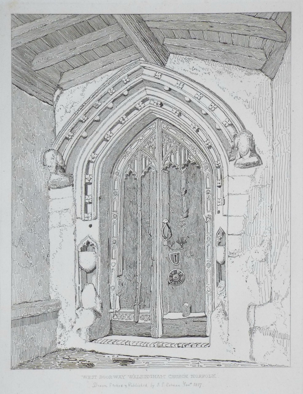 Etching - West Door-Way Walsingham Church Norfolk - Cotman