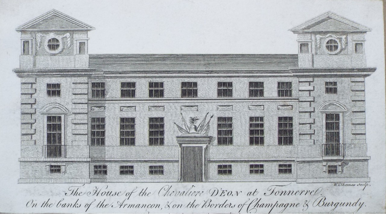 Print - The House of the Chevaliere d'Eon at Tonnerre, On the banks of the Armancon, & on the Borders of Champagne & Burgundy. - Thomas