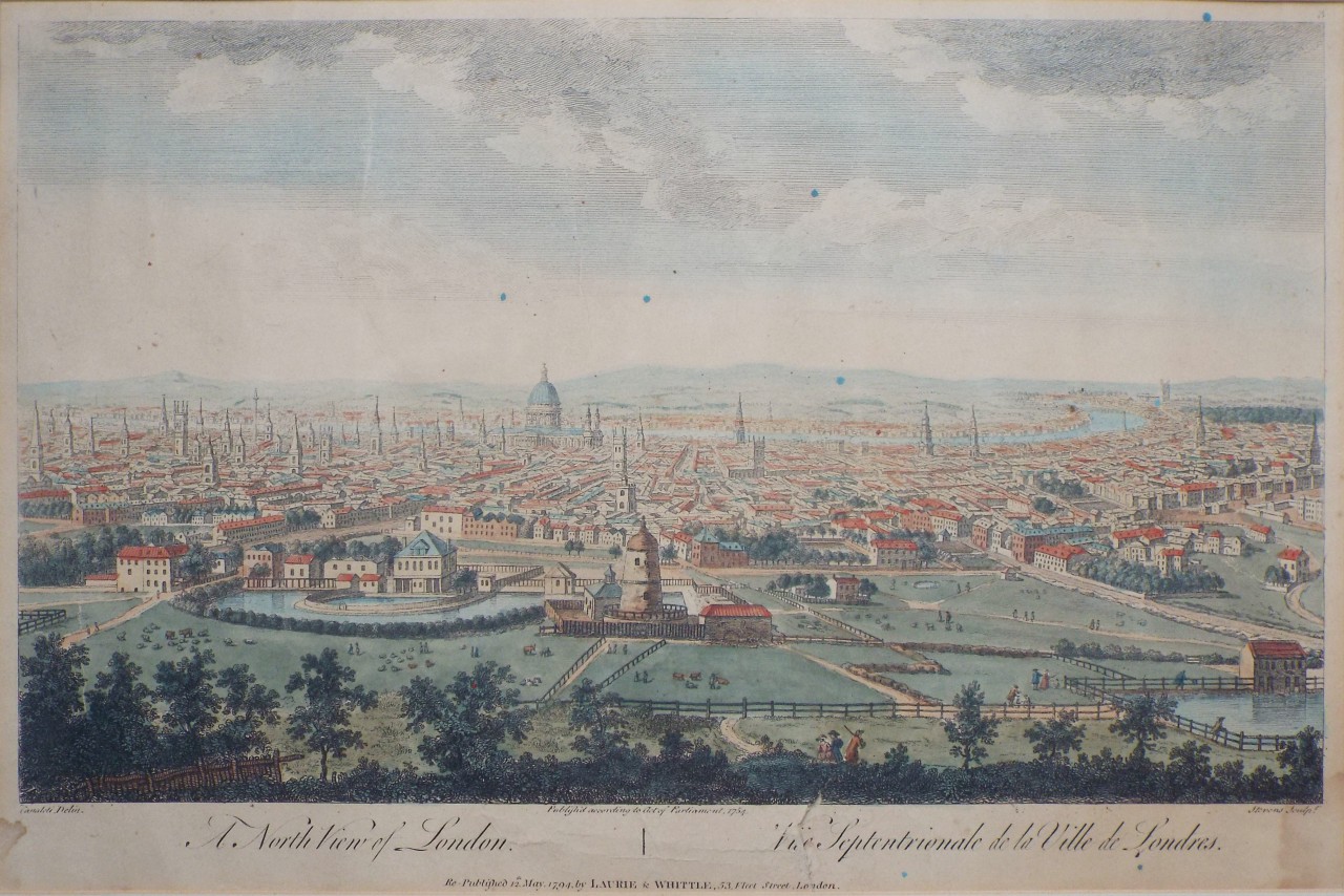 Print - A North View of London.
Vue Septentrionale de la Ville de Londres.London from North - 