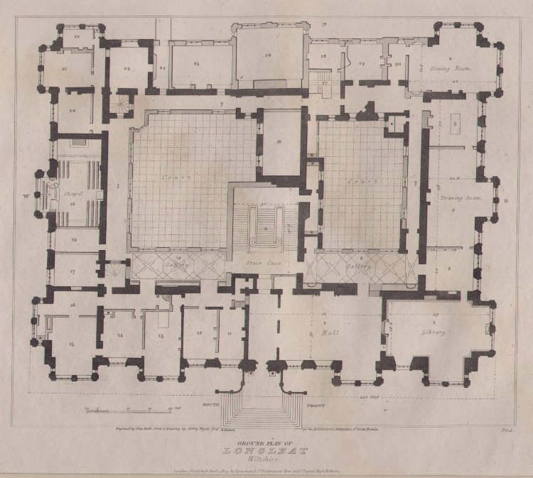 Print - Ground Plan of Longleat Wiltshire - Roffe