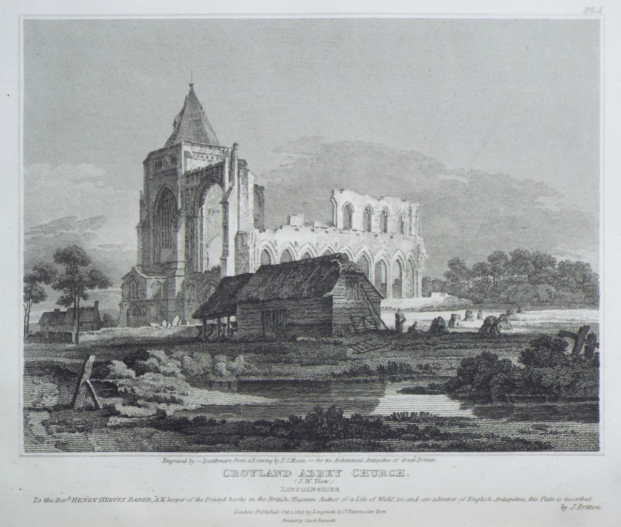 Print - Croyland Abbey Church. (S.W. View) Lincolnshire. - 