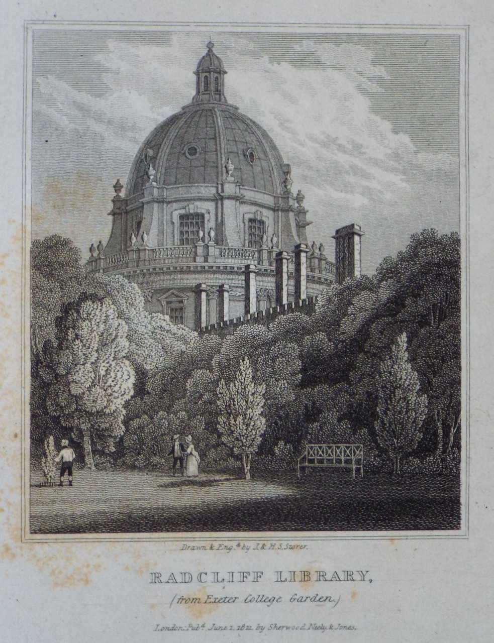 Print - Radcliff Library. (from Exeter College Garden.) - Storer