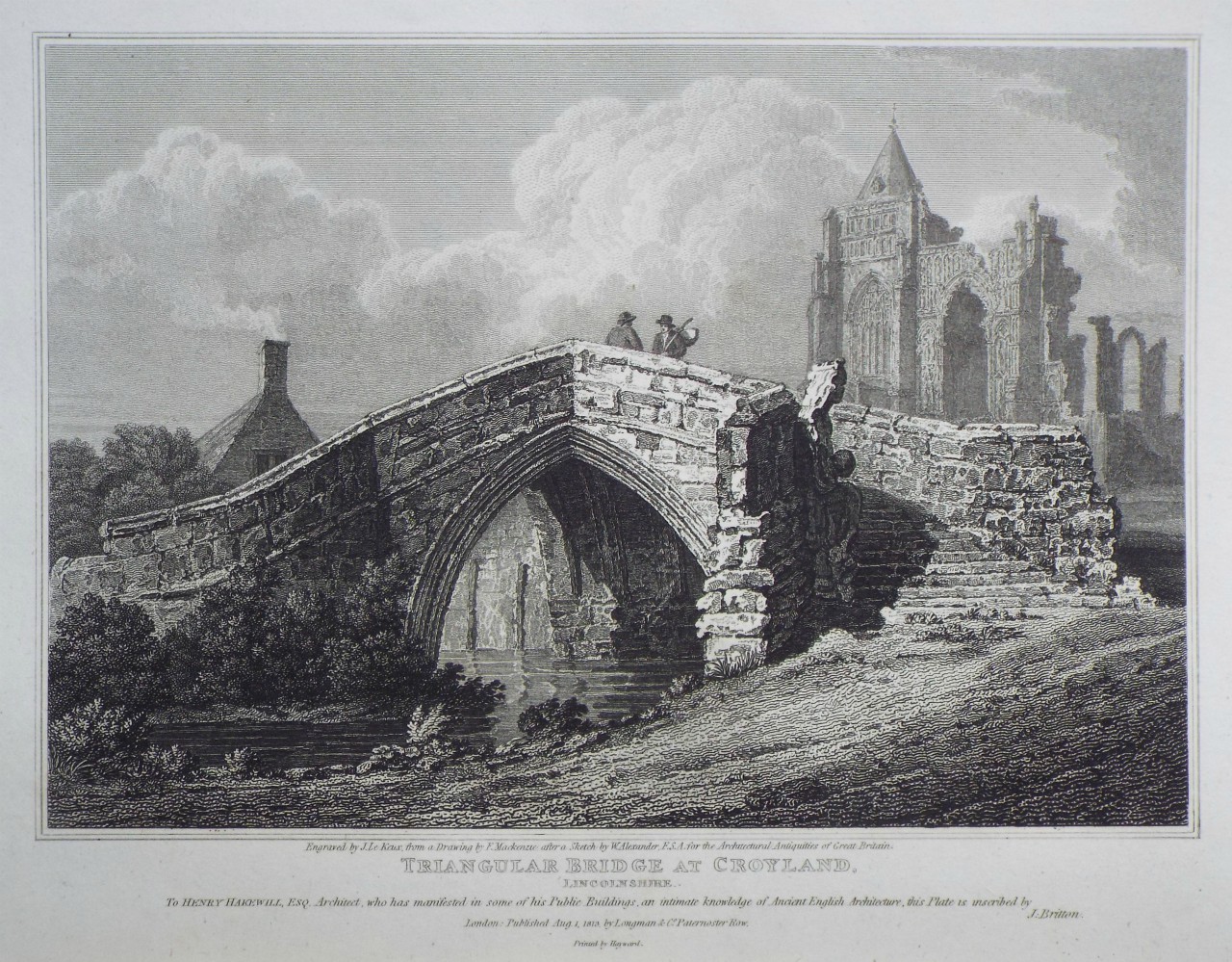 Print - Triangular Bridge at Croyland, Lincolnshire. - Le