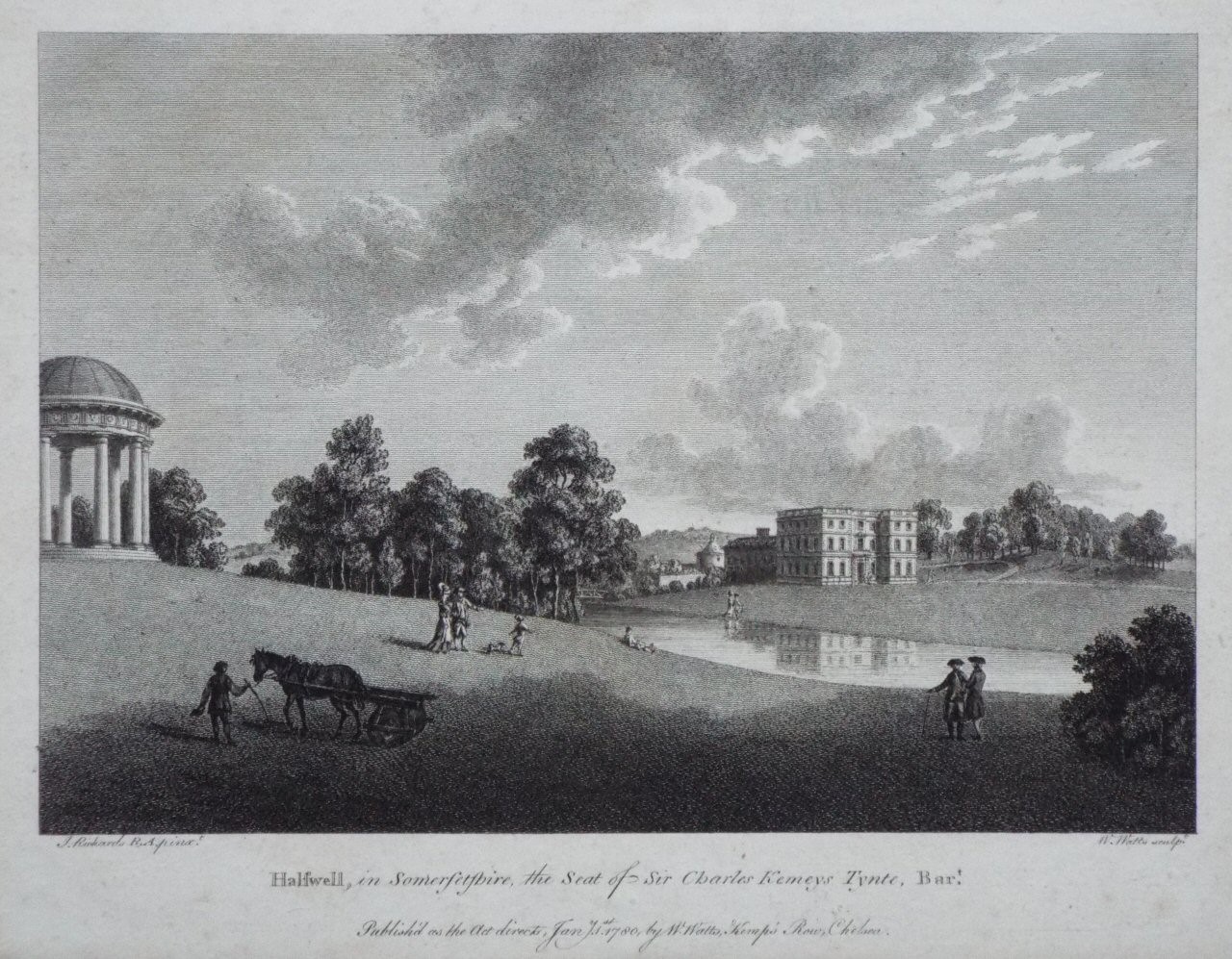 Print - Halswell, in Somersetshire, the Seat of Sir Charles Kemeys Tynte, Bart. - Watts