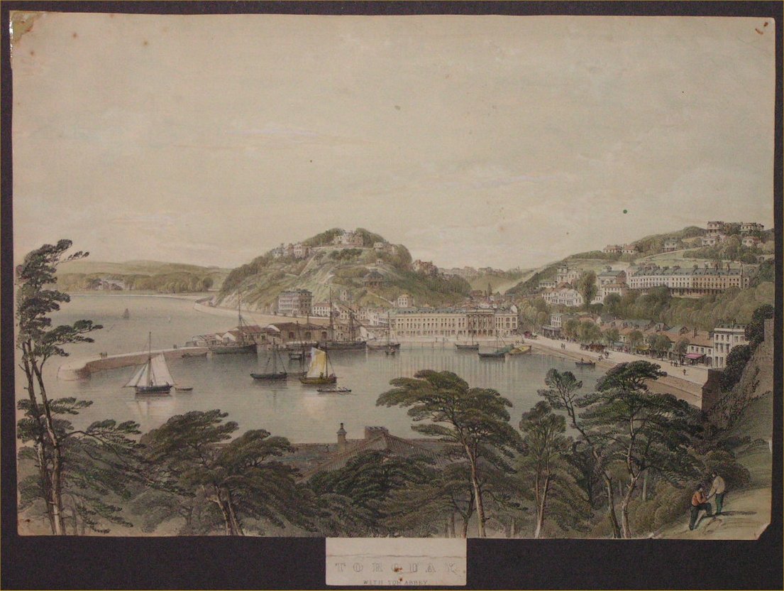 Lithograph - Torquay with Tor Abbey