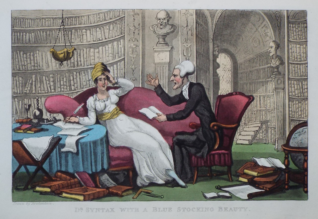 Aquatint - Dr. Syntax with a Blue Stocking Beauty. - Rowlandson